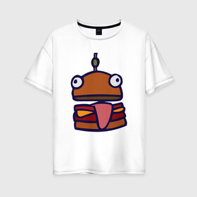 Женская футболка хлопок Oversize с принтом Derp Burger в Екатеринбурге, 100% хлопок | свободный крой, круглый ворот, спущенный рукав, длина до линии бедер
 | fortnite | фортнайт