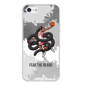 Чехол для iPhone 5/5S матовый с принтом Fear the Beard в Екатеринбурге, Силикон | Область печати: задняя сторона чехла, без боковых панелей | hurden | nba | rockets | баскетбол | нба | харден | хьюстон рокетс