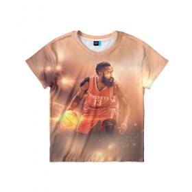 Детская футболка 3D с принтом NBA Stars в Екатеринбурге, 100% гипоаллергенный полиэфир | прямой крой, круглый вырез горловины, длина до линии бедер, чуть спущенное плечо, ткань немного тянется | hurden | nba | rockets | баскетбол | нба | харден | хьюстон рокетс