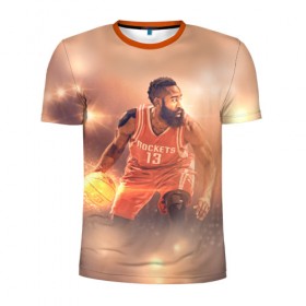 Мужская футболка 3D спортивная с принтом NBA Stars в Екатеринбурге, 100% полиэстер с улучшенными характеристиками | приталенный силуэт, круглая горловина, широкие плечи, сужается к линии бедра | hurden | nba | rockets | баскетбол | нба | харден | хьюстон рокетс