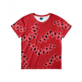 Детская футболка 3D с принтом Watermelon pattern в Екатеринбурге, 100% гипоаллергенный полиэфир | прямой крой, круглый вырез горловины, длина до линии бедер, чуть спущенное плечо, ткань немного тянется | Тематика изображения на принте: pattern | watermelon | арбуз | еда | лето | фрукты | ягоды