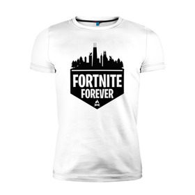 Мужская футболка премиум с принтом Fortnite Forever в Екатеринбурге, 92% хлопок, 8% лайкра | приталенный силуэт, круглый вырез ворота, длина до линии бедра, короткий рукав | battle | epic | forever | fortnite | games | royale | битва | королевская | королей | лого | логотип | навсегда | фартнайт | форева | фортнайт | фортнит | эмблема | эпик