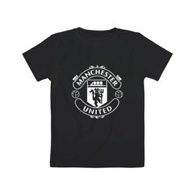 Детская футболка хлопок с принтом Manchester United в Екатеринбурге, 100% хлопок | круглый вырез горловины, полуприлегающий силуэт, длина до линии бедер | Тематика изображения на принте: club | football | logo | manchester | rooney | united | английская | дьяволы | красные | лига | лого | логотип | манчестер | премьер | эмблема | юнайтед