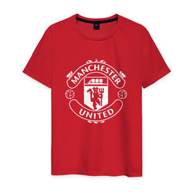 Мужская футболка хлопок с принтом Manchester United в Екатеринбурге, 100% хлопок | прямой крой, круглый вырез горловины, длина до линии бедер, слегка спущенное плечо. | club | football | logo | manchester | rooney | united | английская | дьяволы | красные | лига | лого | логотип | манчестер | премьер | эмблема | юнайтед