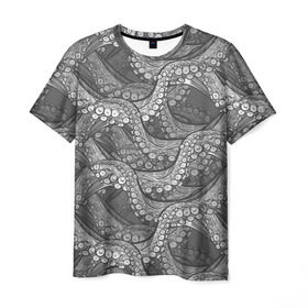 Мужская футболка 3D с принтом Octopus dark в Екатеринбурге, 100% полиэфир | прямой крой, круглый вырез горловины, длина до линии бедер | Тематика изображения на принте: октопус | осьминог | щупальца