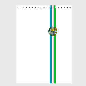 Скетчбук с принтом Узбекистан лента с гербом в Екатеринбурге, 100% бумага
 | 48 листов, плотность листов — 100 г/м2, плотность картонной обложки — 250 г/м2. Листы скреплены сверху удобной пружинной спиралью | uz | uzb | герб | государство | знак | надпись | патриот | полосы | республика | самарканд | символ | снг | страна | ташкент | узбек | узбекистан | узбекистанец | узбекистанка | флаг | флага | цвета