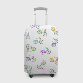 Чехол для чемодана 3D с принтом Радужные велосипеды в Екатеринбурге, 86% полиэфир, 14% спандекс | двустороннее нанесение принта, прорези для ручек и колес | 