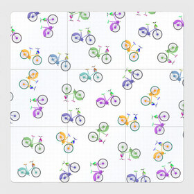 Магнитный плакат 3Х3 с принтом Радужные велосипеды в Екатеринбурге, Полимерный материал с магнитным слоем | 9 деталей размером 9*9 см | 