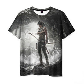 Мужская футболка 3D с принтом Tomb Raider в Екатеринбурге, 100% полиэфир | прямой крой, круглый вырез горловины, длина до линии бедер | croft | lara | raider | tomb | гробниц | игра | крофт | лара | расхитительница