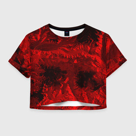 Женская футболка 3D укороченная с принтом Abstraction cosmos RED в Екатеринбурге, 100% полиэстер | круглая горловина, длина футболки до линии талии, рукава с отворотами | abstraction | cosmos | nebula | space | star | universe | абстракция | вселенная | звезды | космос | мир | планеты