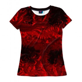 Женская футболка 3D с принтом Abstraction cosmos RED в Екатеринбурге, 100% полиэфир ( синтетическое хлопкоподобное полотно) | прямой крой, круглый вырез горловины, длина до линии бедер | abstraction | cosmos | nebula | space | star | universe | абстракция | вселенная | звезды | космос | мир | планеты