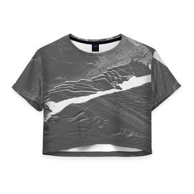 Женская футболка 3D укороченная с принтом GRAY COSMOS в Екатеринбурге, 100% полиэстер | круглая горловина, длина футболки до линии талии, рукава с отворотами | 