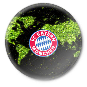 Значок с принтом Bayern Munchen WORLD в Екатеринбурге,  металл | круглая форма, металлическая застежка в виде булавки | Тематика изображения на принте: 