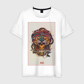 Мужская футболка хлопок с принтом Мексика в Екатеринбурге, 100% хлопок | прямой крой, круглый вырез горловины, длина до линии бедер, слегка спущенное плечо. | америка | ацтеки | латино | майя | маска | тигр | череп | этно | южная