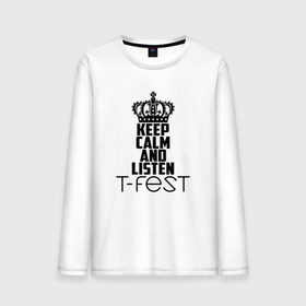 Мужской лонгслив хлопок с принтом Keep calm and listen T-Fest в Екатеринбурге, 100% хлопок |  | t fest | т фест