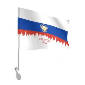 Флаг для автомобиля с принтом DAGESTAN (Волгоград) в Екатеринбурге, 100% полиэстер | Размер: 30*21 см | 05 | ru | rus | герб | даг | дагестан | дагестанец | знак | надпись | патриот | полосы | республика | российская | российский | россия | русская | русский | рф | символ | страна | флаг | флага | цвета