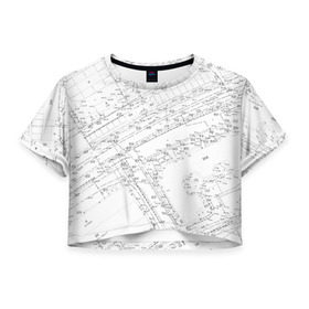 Женская футболка 3D укороченная с принтом Топография_01 в Екатеринбурге, 100% полиэстер | круглая горловина, длина футболки до линии талии, рукава с отворотами | survey | геодезист | геодезия | топография