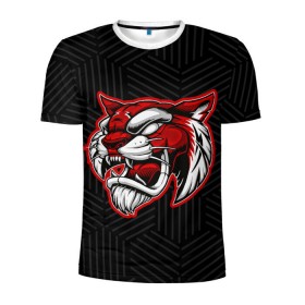 Мужская футболка 3D спортивная с принтом RED TIGER / Красный тигр в Екатеринбурге, 100% полиэстер с улучшенными характеристиками | приталенный силуэт, круглая горловина, широкие плечи, сужается к линии бедра | 