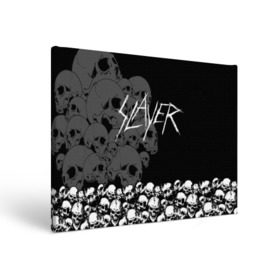 Холст прямоугольный с принтом Slayer Black в Екатеринбурге, 100% ПВХ |  | hard | heavy | metal | rock | skull | trash | метал | рок | слеер | слейер | слэер | слэйер | треш | трэш | череп | черепа
