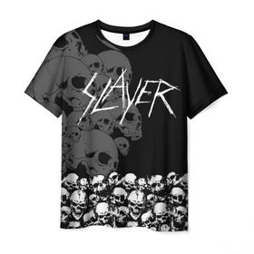 Мужская футболка 3D с принтом Slayer Black в Екатеринбурге, 100% полиэфир | прямой крой, круглый вырез горловины, длина до линии бедер | Тематика изображения на принте: hard | heavy | metal | rock | skull | trash | метал | рок | слеер | слейер | слэер | слэйер | треш | трэш | череп | черепа