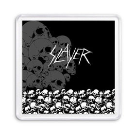 Магнит 55*55 с принтом Slayer Black в Екатеринбурге, Пластик | Размер: 65*65 мм; Размер печати: 55*55 мм | hard | heavy | metal | rock | skull | trash | метал | рок | слеер | слейер | слэер | слэйер | треш | трэш | череп | черепа