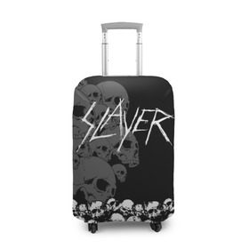 Чехол для чемодана 3D с принтом Slayer Black в Екатеринбурге, 86% полиэфир, 14% спандекс | двустороннее нанесение принта, прорези для ручек и колес | hard | heavy | metal | rock | skull | trash | метал | рок | слеер | слейер | слэер | слэйер | треш | трэш | череп | черепа