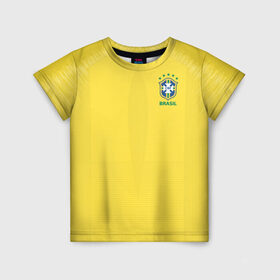 Детская футболка 3D с принтом Бразилия 2018 в Екатеринбурге, 100% гипоаллергенный полиэфир | прямой крой, круглый вырез горловины, длина до линии бедер, чуть спущенное плечо, ткань немного тянется | Тематика изображения на принте: brazil | бразилия