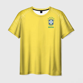 Мужская футболка 3D с принтом Бразилия 2018 в Екатеринбурге, 100% полиэфир | прямой крой, круглый вырез горловины, длина до линии бедер | brazil | бразилия
