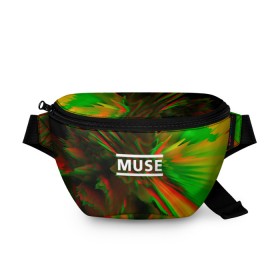Поясная сумка 3D с принтом Muse music в Екатеринбурге, 100% полиэстер | плотная ткань, ремень с регулируемой длиной, внутри несколько карманов для мелочей, основное отделение и карман с обратной стороны сумки застегиваются на молнию | logo | muse | music | pop | rock | usa | альтернатива | америка | металл | музыка | музыкальный | поп | рок
