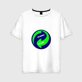 Женская футболка хлопок Oversize с принтом Нет денег нет кода в Екатеринбурге, 100% хлопок | свободный крой, круглый ворот, спущенный рукав, длина до линии бедер
 | code | money | деньги | код | нет | программист