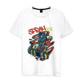 Мужская футболка хлопок с принтом Граффити в Екатеринбурге, 100% хлопок | прямой крой, круглый вырез горловины, длина до линии бедер, слегка спущенное плечо. | графити | кислота | психоделика | скейт | скейтборд | спрей