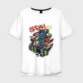 Мужская футболка хлопок Oversize с принтом Граффити в Екатеринбурге, 100% хлопок | свободный крой, круглый ворот, “спинка” длиннее передней части | графити | кислота | психоделика | скейт | скейтборд | спрей