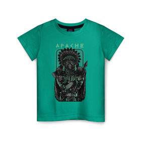 Детская футболка хлопок с принтом Apache в Екатеринбурге, 100% хлопок | круглый вырез горловины, полуприлегающий силуэт, длина до линии бедер | апачи | воин | горилла | индеец | обезьяна