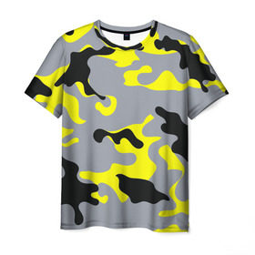 Мужская футболка 3D с принтом Yellow camouflage в Екатеринбурге, 100% полиэфир | прямой крой, круглый вырез горловины, длина до линии бедер | camouflage | камуфляж | комуфляж