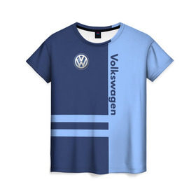Женская футболка 3D с принтом Volkswagen в Екатеринбурге, 100% полиэфир ( синтетическое хлопкоподобное полотно) | прямой крой, круглый вырез горловины, длина до линии бедер | volkswagen | авто | автомобиль | вольксваген | лого | машина | фолькс ваген | фольксваген | эмблема