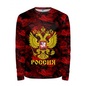 Мужской лонгслив 3D с принтом Russia flower red collection в Екатеринбурге, 100% полиэстер | длинные рукава, круглый вырез горловины, полуприлегающий силуэт | Тематика изображения на принте: 