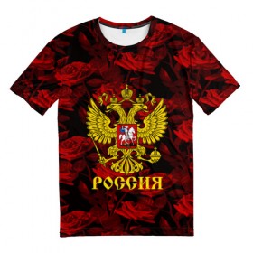 Мужская футболка 3D с принтом Russia flower red collection в Екатеринбурге, 100% полиэфир | прямой крой, круглый вырез горловины, длина до линии бедер | Тематика изображения на принте: 