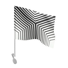 Флаг для автомобиля с принтом Кибер Зебра в Екатеринбурге, 100% полиэстер | Размер: 30*21 см | black and white stripes | geometry | vest | zebra | геометрия | зебра | тельняшка | черно белая полоска