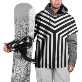 Накидка на куртку 3D с принтом Кибер Зебра в Екатеринбурге, 100% полиэстер |  | black and white stripes | geometry | vest | zebra | геометрия | зебра | тельняшка | черно белая полоска