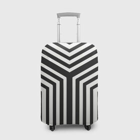 Чехол для чемодана 3D с принтом Кибер Зебра в Екатеринбурге, 86% полиэфир, 14% спандекс | двустороннее нанесение принта, прорези для ручек и колес | Тематика изображения на принте: black and white stripes | geometry | vest | zebra | геометрия | зебра | тельняшка | черно белая полоска