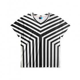 Детская футболка 3D с принтом Кибер Зебра в Екатеринбурге, 100% гипоаллергенный полиэфир | прямой крой, круглый вырез горловины, длина до линии бедер, чуть спущенное плечо, ткань немного тянется | black and white stripes | geometry | vest | zebra | геометрия | зебра | тельняшка | черно белая полоска