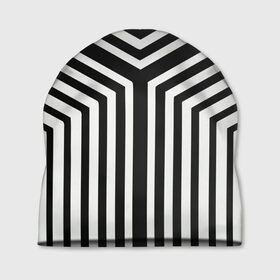 Шапка 3D с принтом Кибер Зебра в Екатеринбурге, 100% полиэстер | универсальный размер, печать по всей поверхности изделия | black and white stripes | geometry | vest | zebra | геометрия | зебра | тельняшка | черно белая полоска