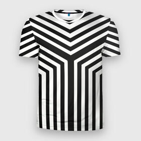 Мужская футболка 3D спортивная с принтом Кибер Зебра в Екатеринбурге, 100% полиэстер с улучшенными характеристиками | приталенный силуэт, круглая горловина, широкие плечи, сужается к линии бедра | black and white stripes | geometry | vest | zebra | геометрия | зебра | тельняшка | черно белая полоска