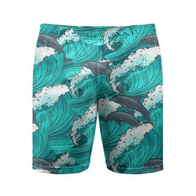 Мужские шорты 3D спортивные с принтом Дельфины в Екатеринбурге,  |  | dolphins | fish | ocean | pattern | sea | summer | waves | волны | дельфины | лето | море | океан | паттерн | рыбы