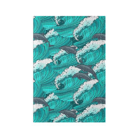 Обложка для паспорта матовая кожа с принтом Дельфины в Екатеринбурге, натуральная матовая кожа | размер 19,3 х 13,7 см; прозрачные пластиковые крепления | Тематика изображения на принте: dolphins | fish | ocean | pattern | sea | summer | waves | волны | дельфины | лето | море | океан | паттерн | рыбы