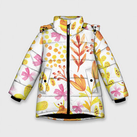 Зимняя куртка для девочек 3D с принтом Коллекция HYPNOSE в Екатеринбурге, ткань верха — 100% полиэстер; подклад — 100% полиэстер, утеплитель — 100% полиэстер. | длина ниже бедра, удлиненная спинка, воротник стойка и отстегивающийся капюшон. Есть боковые карманы с листочкой на кнопках, утяжки по низу изделия и внутренний карман на молнии. 

Предусмотрены светоотражающий принт на спинке, радужный светоотражающий элемент на пуллере молнии и на резинке для утяжки. | паттерн | разноцветный | растительный | яркие