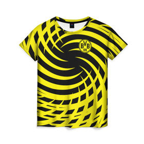 Женская футболка 3D с принтом FC Borussia Dortmund в Екатеринбурге, 100% полиэфир ( синтетическое хлопкоподобное полотно) | прямой крой, круглый вырез горловины, длина до линии бедер | боруссия | дортмунд