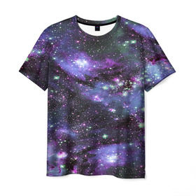 Мужская футболка 3D с принтом Sky nebula в Екатеринбурге, 100% полиэфир | прямой крой, круглый вырез горловины, длина до линии бедер | abstraction | cosmos | nebula | space | star | universe | абстракция | вселенная | звезды | космос | мир | планеты