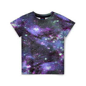 Детская футболка 3D с принтом Sky nebula в Екатеринбурге, 100% гипоаллергенный полиэфир | прямой крой, круглый вырез горловины, длина до линии бедер, чуть спущенное плечо, ткань немного тянется | abstraction | cosmos | nebula | space | star | universe | абстракция | вселенная | звезды | космос | мир | планеты