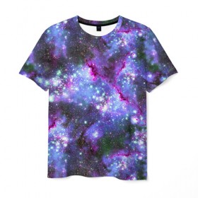 Мужская футболка 3D с принтом Сияние звёзд в Екатеринбурге, 100% полиэфир | прямой крой, круглый вырез горловины, длина до линии бедер | abstraction | cosmos | nebula | space | star | universe | абстракция | вселенная | звезды | космос | мир | планеты